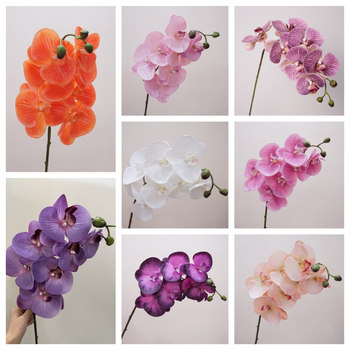 QM-03  87cm 7heads latex real touch Phalaenopsis Orchid