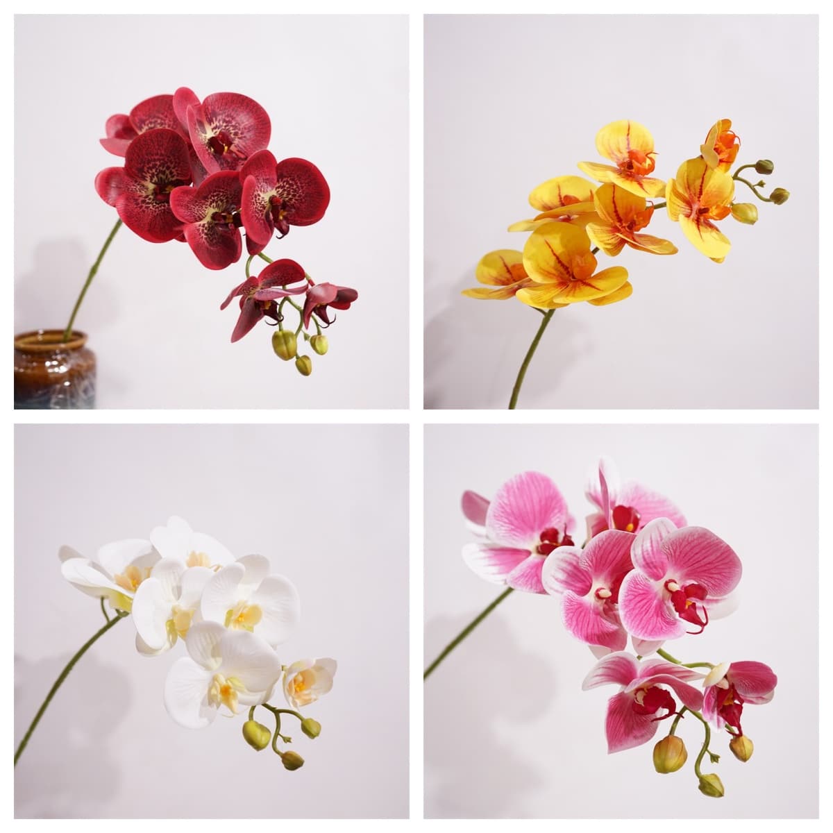 QM-06 76cm 7heads soft glue real touch Phalaenopsis Orchid