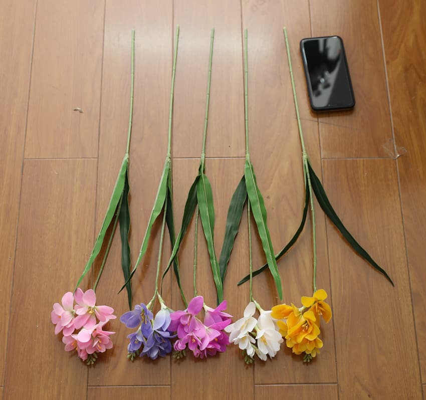 HA-35 3D printing 65cm Artificial Freesia Orchid Flower Latex Real Touch Home Decoration Table Center Piece Wedding Floral Bouquet