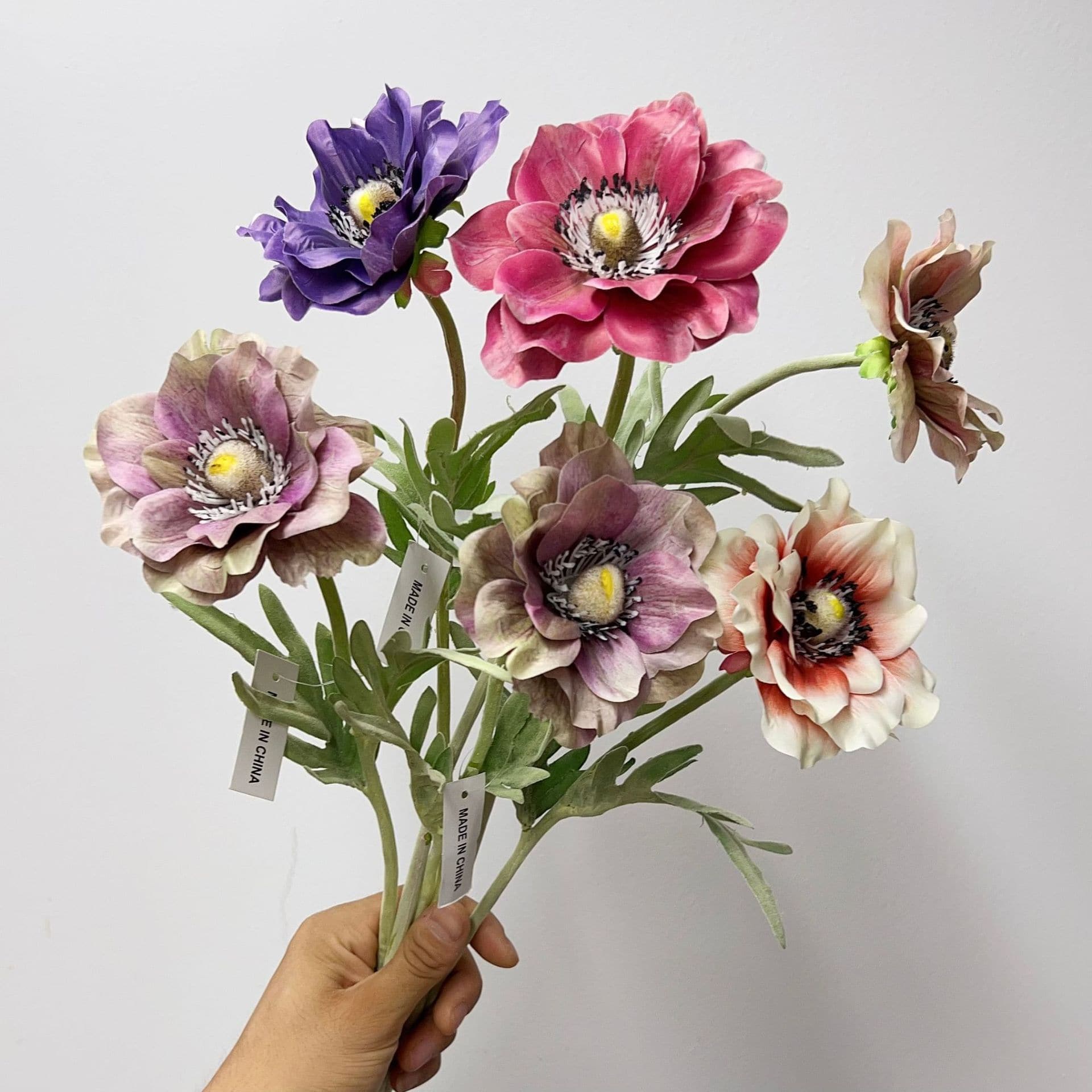 HA-51 Anemone Flower Poppy Flocked Stem Foldable for Wedding Home Decoration Tables Flower